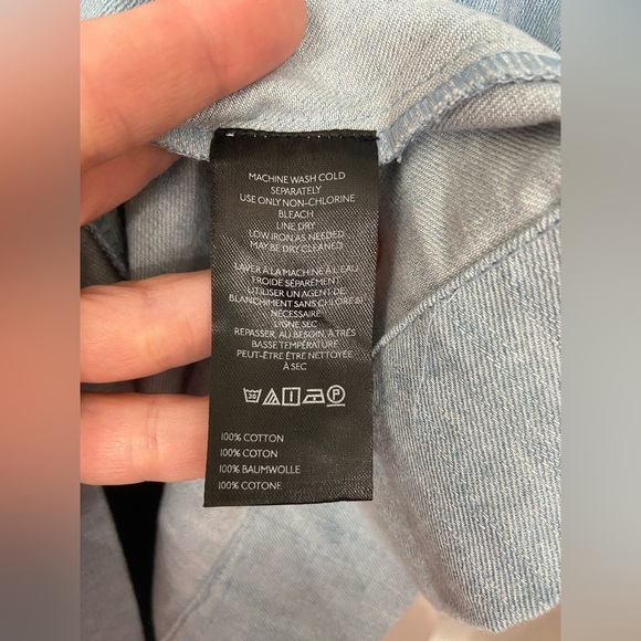 Anthropologie Long Sleeve Square Neck Denim Mini Babydoll Dress Blue Size Small - Picture 8 of 9